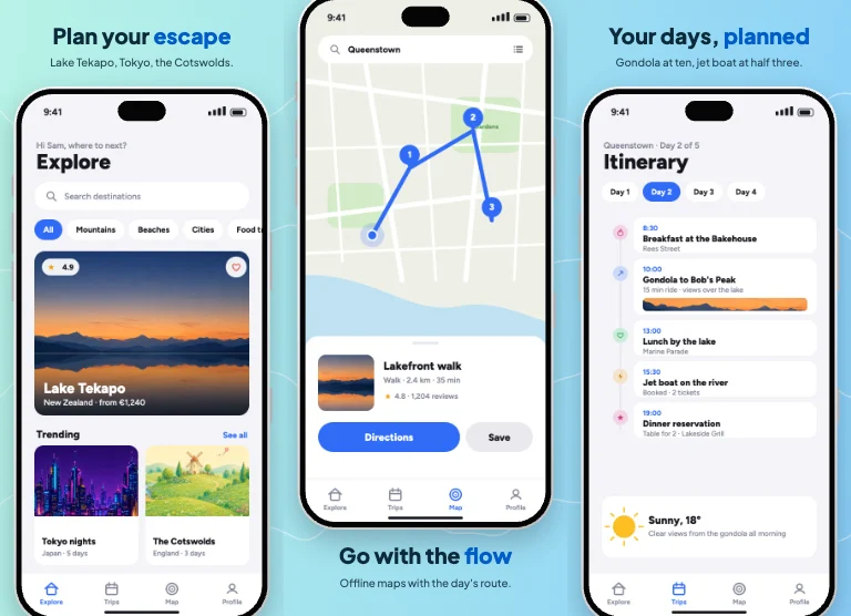 Lagoon panorama App Store screenshot template: one gradient flowing across the set